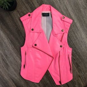 ASTR Pink Faux Leather Crop Vest Size XS